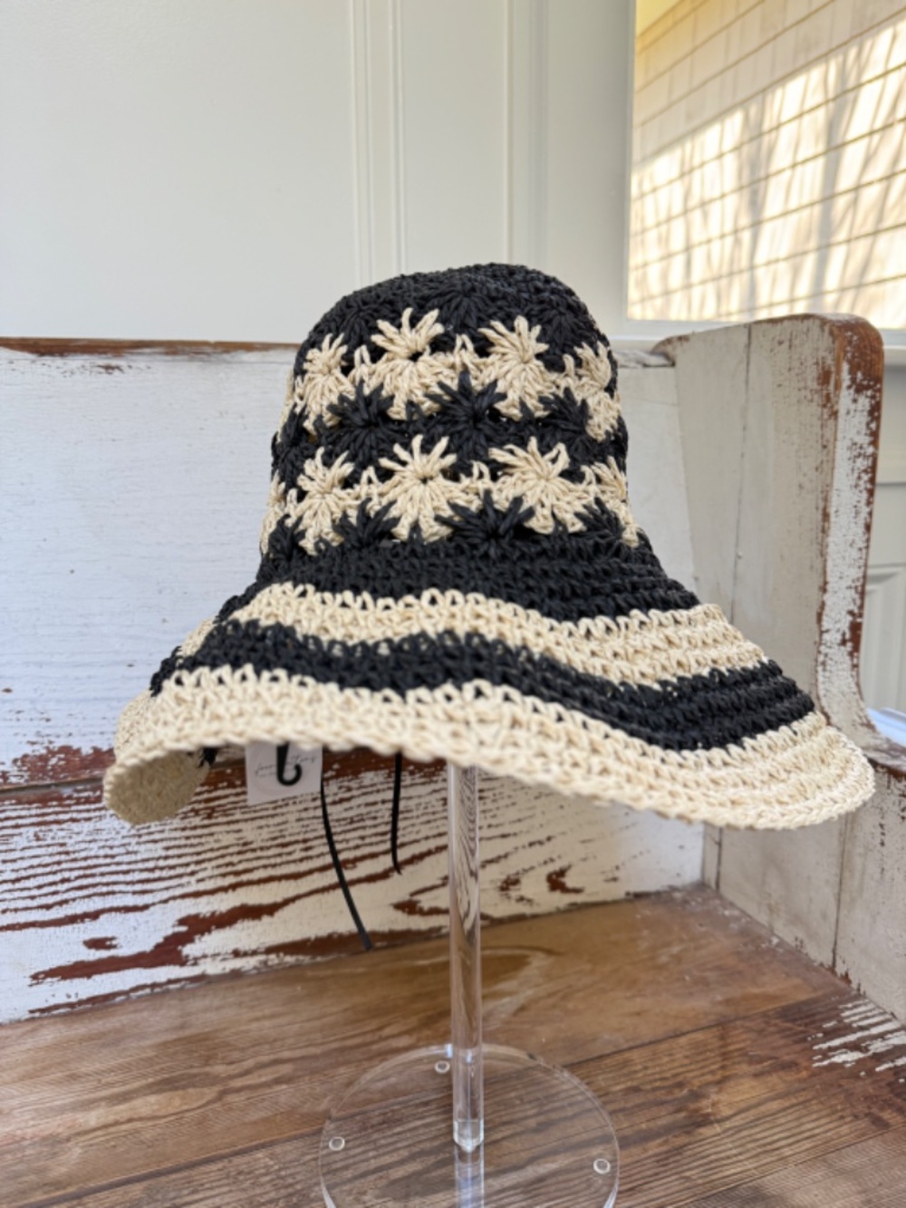 NWT Anthropologie Paper Crochet Black Sun Hat - Picture 2 of 6